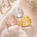 Personalized Retro Style Monogram Ring with 1-3 Initials Dainty Jewelry Mother's Day Anniversary Birthday Gift for Couple Women Friend