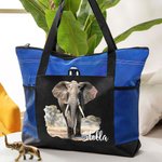 Personalisierte Aquarell oder Dschungel Elefant Design wasserdicht Mesh Tote Bag mit Namen Reisezubehör Geburtstag Geschenk für Frauen Elefantenliebhaber