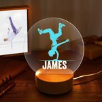 Personalized Multicolor Dancing Pose Silhouette Acrylic LED Night Light with Wooden Base and Name Room Decor Birthday Gift for Dancers