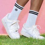 Personalized Baseball Pattern Soft Crew Mid-Calf Sport Socks with Name and Number Game Day Birthday Gift for Baseball Lovers Players