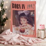 Henkilökohtainen Retro Film 1-4 Photos Design Pehmeä heittopeitto, jossa on nimi ja vuosi Home Decor Vuosipäivä Syntymäpäivälahja perheelle Ystäville