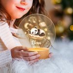 Luce notturna personalizzata in acrilico con nome animali del sonno in stile cartone animato e base in legno regalo di compleanno per bambini