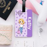 Personalized Flower Cartoon Character Luggage Tag with Name Travel Accessory Birthday Gift for Family Friends