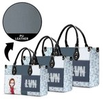 Personalizada Leopardo Imprimir Cartoon Médico Carácter PU Bolsa de cuero con el nombre de la enfermera de la semana de cumpleaños de regalo para el asistente médico de la enfermera médico