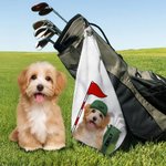 Personalized Cute Golf Pet Photo Super Absorbent Waffle Sport Towel with 1-5 Names and Hanging Clip Game Day Birthday Gift for Golf Players Pet Lovers