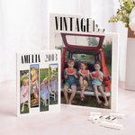 Henkilökohtainen Retro Film 1-4 Photos Building Block palapelit nimi ja vuosi Home Decor Vuosipäivä Syntymäpäivälahja perheelle Ystäville Ystävät