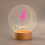 Personalized Multicolor Dancing Pose Silhouette Acrylic LED Night Light with Wooden Base and Name Room Decor Birthday Gift for Dancers