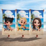 Personalizzato carino 3D Cartoon Kids Quick Dry Oversized Beach Towel con nome Beach Party Travel Birthday Gift for Boys Girls