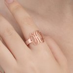 Personalized Retro Style Monogram Ring with 1-3 Initials Dainty Jewelry Mother's Day Anniversary Birthday Gift for Couple Women Friend