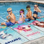 Personalizzato Cartoon Mermaid Ocean Animals Quick Dry Oversized Beach Towel con nome Summer Party Travel Gift for Kids Ocean Lovers