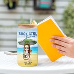 Personalisierte Sommer Buch Mädchen Cartoon Charakter Name 20 oz Milchglas Becher mit Bambusdeckel und Stroh Urlaub Urlaub Geburtstag Geschenk für Frauen