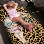 Personalized Cartoon Character Birth Flower Leopard Zebra Print Oversized Beach Towel with Name Quick Dry Travel Essentials Birthday Gift for Women 