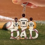 Personalized Baseball Dad and 1-4 Children Acrylic Keychain with Names and Number Father's Day Birthday Gift for Dad Baseball Lovers Players