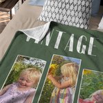 Henkilökohtainen Retro Film 1-4 Photos Design Pehmeä heittopeitto, jossa on nimi ja vuosi Home Decor Vuosipäivä Syntymäpäivälahja perheelle Ystäville
