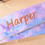 Personalised Embroidery Pink Flower Fantasy Butterfly Canvas Belt with Name and Adjustable Buckle Birthday Gift for Women Girls