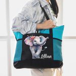Personalisierte Aquarell oder Dschungel Elefant Design wasserdicht Mesh Tote Bag mit Namen Reisezubehör Geburtstag Geschenk für Frauen Elefantenliebhaber