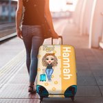 Personalized Flower Cartoon Travel Character Luggage Cover Fits 18-32 Inches Suitcase with Name Travel Accessories Birthday Gift for Family Friends