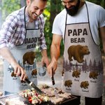 Personalised Papa Bear and 1-12 Kid Bears BBQ Waterproof Adjustable Apron with Title and Names Father's Day Birthday Gift for Dad Grandpa