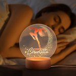 Personalized Multicolor Dancing Pose Silhouette Acrylic LED Night Light with Wooden Base and Name Room Decor Birthday Gift for Dancers