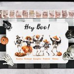 Personalized Weird Pumpkin Dancing Skeleton Non-slip Door Mat with Title and 3-8 Names Home Decor Housewarming Halloween Gift for Family Friends