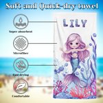 Personalisierte Fantasy Meerjungfrau schnell trocknend überdimensioniert Mikrofaser Strandtuch mit Namen Urlaub Strand Reisen Zubehör Geburtstag Geschenk für Mädchen Kinder