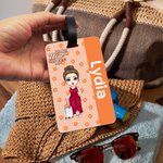 Personalized Flower Cartoon Character Luggage Tag with Name Travel Accessory Birthday Gift for Family Friends