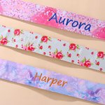 Personalised Embroidery Pink Flower Fantasy Butterfly Canvas Belt with Name and Adjustable Buckle Birthday Gift for Women Girls