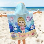 Serviette de Plage Personnalisée avec Personnage de Dessin Animé et Nom Motif Animal Marin Cadeau Été Piscine Anniversaire pour Garçons et Filles