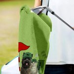Personalized Cute Golf Pet Photo Super Absorbent Waffle Sport Towel with 1-5 Names and Hanging Clip Game Day Birthday Gift for Golf Players Pet Lovers