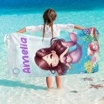 Personalizzato Cartoon Mermaid Ocean Animals Quick Dry Oversized Beach Towel con nome Summer Party Travel Gift for Kids Ocean Lovers