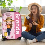 Personalized Flower Cartoon Travel Character Luggage Cover Fits 18-32 Inches Suitcase with Name Travel Accessories Birthday Gift for Family Friends