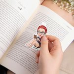 Segnalibro magnetico personalizzato con nome e personaggio in stile cartone animato regalo di compleanno per donne o amanti dei libri