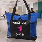Personalized Dancing Silhouette Large Oxford Mesh Tote Bag with Text and Name Mother’s Day Game Day Birthday Gift for Mom Grandma Dancers