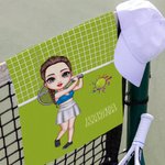Personalised Tennis Badminton Pickleball Cartoon Character Waffle Sports Towel with Name Super Absorbent Game Day Birthday Gift for Ball Lovers