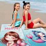 Personalizzato Cartoon Mermaid Ocean Animals Quick Dry Oversized Beach Towel con nome Summer Party Travel Gift for Kids Ocean Lovers