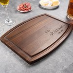 Personalized Engraved Leaf Charcuterie Cutting Board with Name Date and Juice Groove Housewarming Wedding Gift for Family