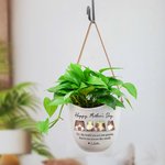 Gepersonaliseerd titelframe Foto's 1-12 Namen Keramische Plantenbak met Drainage en Bamboe Basis Verjaardag Moederdag Cadeau voor Mama Oma