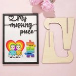 Personalized My Missing Piece Cartoon Character Heart Rainbow Wooden Frame Painting with Names Valentine's Day Anniversary Gift for Couple