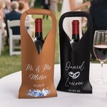 Personalised Wedding PU Leather Wine Bag for Bride with Name and Handle Protective Wine Accessories Engagement Gift for Wine Lovers Couple