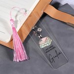 Segnalibro con nappina personalizzato in acrilico con nome e fiore di nascita regalo ideale per compleanno per amici famiglia o amanti dei libri