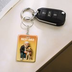 Gepersonaliseerde foto 3D-effect Cartoon acryl sleutelhanger met titel verjaardag Gift voor familie vrienden