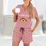 Personalisierter Hund Katze Haustier Foto Damen Schlafanzug mit Text Weicher Kurze Ärmel Pyjama Geburtstag Geschenk für Tierliebhaber Haustierbesitzer