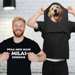 Personalisiertes FRAG MICH NACH Lustiges Foto T-Shirt mit Text aus Baumwolle Geburtstag Vatertag Geschenk für Papa Opa Freunde