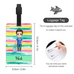 Henkilökohtainen sarjakuvahahmo kesäloma tyyli matkatavaroiden tag kanssa nimi Travel Essential vuosipäivä syntymäpäivälahja perheelle ystävät