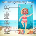 Personalized Cartoon Diving Kid Character Quick Dry Oversized Beach Towel with Face Photo Travel Essentials Summer Vacation Gift for Boys Girls