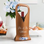 Personalised Wedding PU Leather Wine Bag for Bride with Name and Handle Protective Wine Accessories Engagement Gift for Wine Lovers Couple