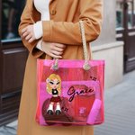 Sac à Main Imperméable Personnalisé avec Dessin et Nom Style Y2K Néon Laser Cadeau Anniversaire Mariage pour Femme Fille