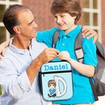 Personalized Cartoon Character Apple Pencil Initial Insulated Lunch Bag with Name Daily Travel Back to School Birthday Gift for Kids Students