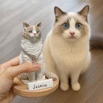 Personlig Handgjord Livslik husdjur hund katt foto porträtt ledtråd staty med text och bas skrivbordsdekor minnesgåva för husdjursälskare