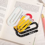 Personalised Pencil Notebook Jumbo Paperclip Acrylic Bookmark Clip Set of 3 with Surname Teacher's Day Appreciation Gift for Teachers Read Lovers